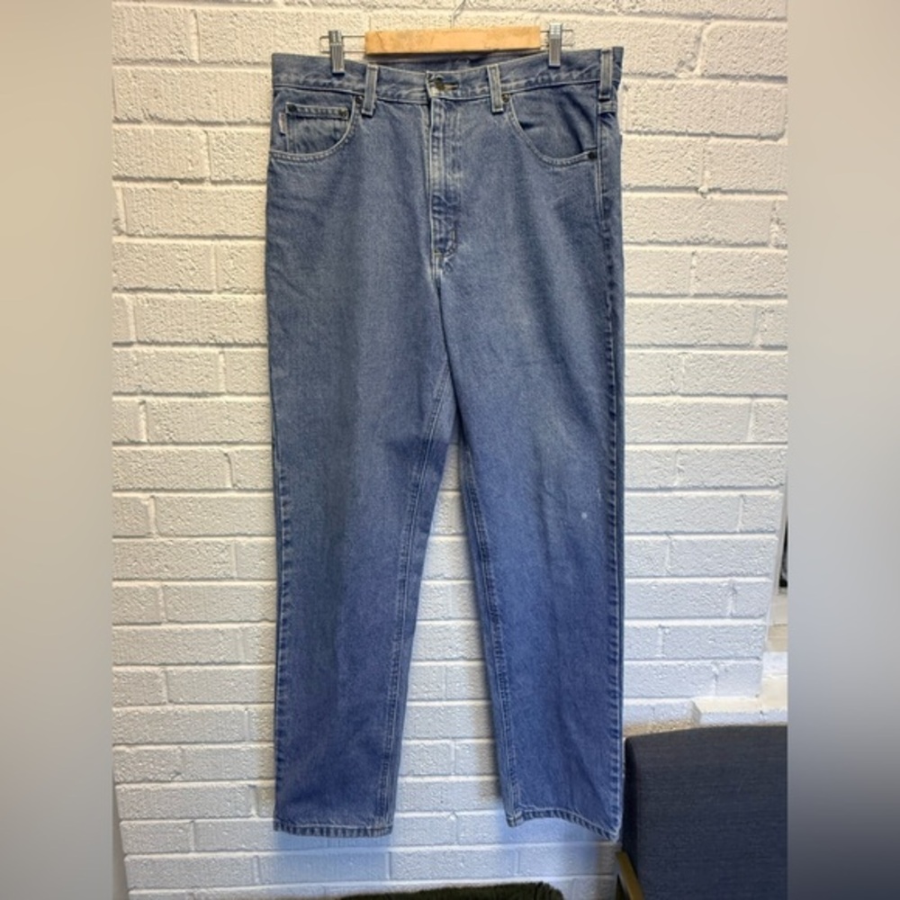 Carhartt Men's Blue Straight Jeans Vintage Thermal 36 x 34